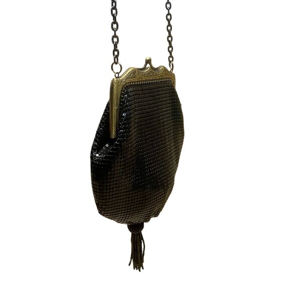 Whiting & Davis Women’s Black Metallic Mesh Tassel & Chain Strap Evening Bag - Picture 7 of 11